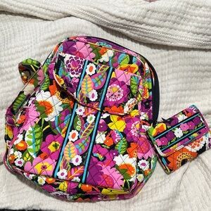 Vera Bradley Va Va bloom Vibrant Floral Backpack and matching Wallet Set